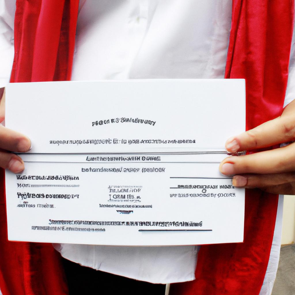 Person holding a graduation certificate